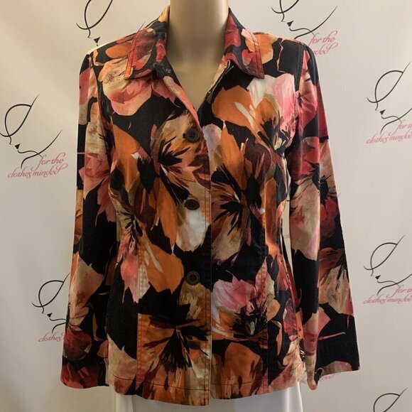Chico's Additions. Size 0. Floral Jacket or Shirt. Button. Long Sleeve. B107 - Picture 1 of 5
